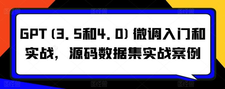 GPT(3.5和4.0)微调入门和实战，源码数据集实战案例-精品虚拟资源库