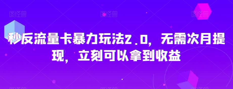 秒反流量卡暴力玩法2.0，无需次月提现，立刻可以拿到收益【揭秘】-精品虚拟资源库