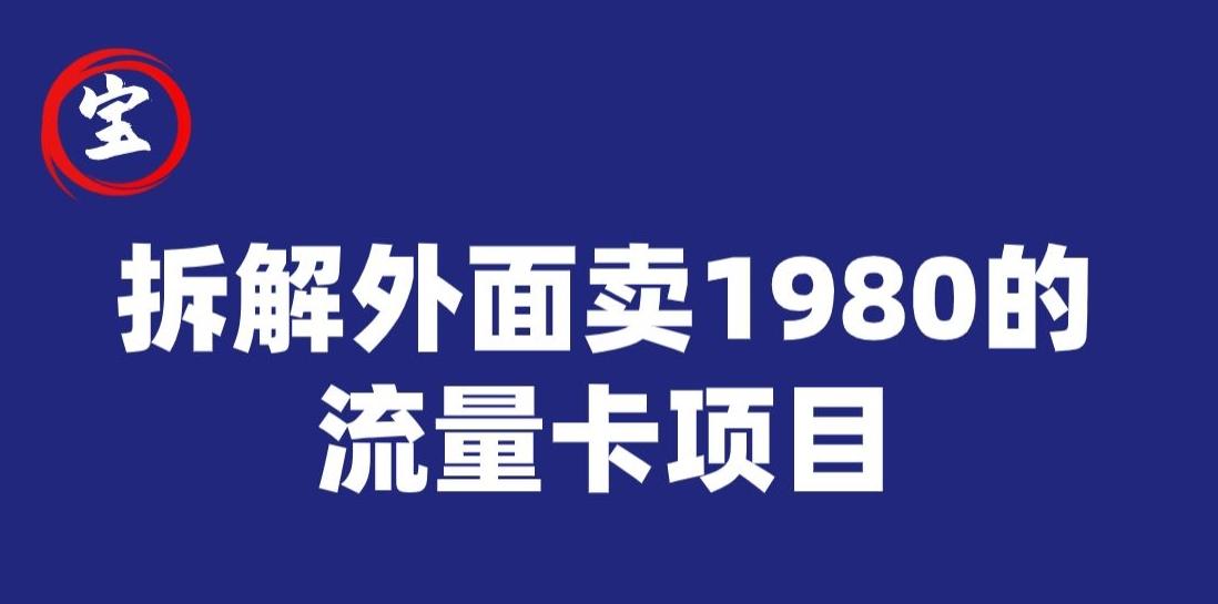 宝哥拆解外面卖1980手机流量卡项目，0成本无脑推广-精品虚拟资源库