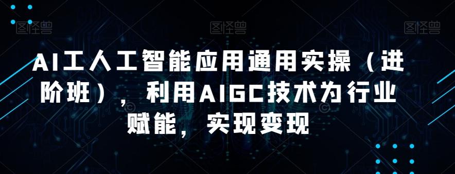 AI工人工智能应用通用实操（进阶班），利用AIGC技术为行业赋能，实现变现-精品虚拟资源库