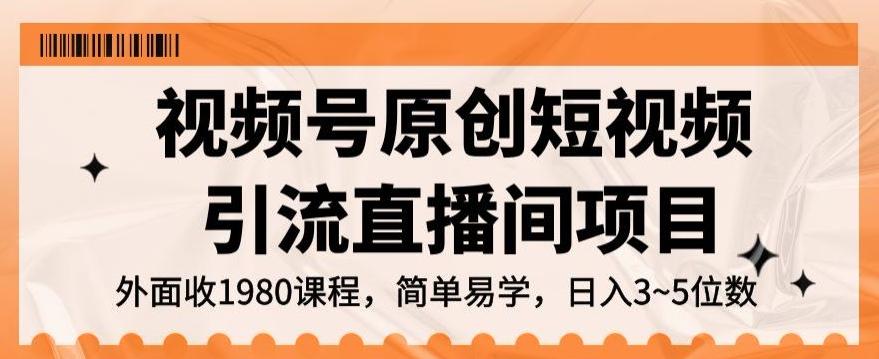 视频号原创短视频引流直播间项目，日入3~5五位数【揭秘】-精品虚拟资源库
