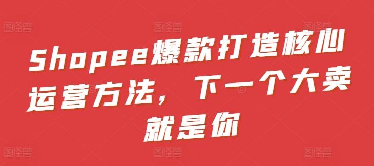 Shopee爆款打造核心运营方法，下一个大卖就是你-精品虚拟资源库