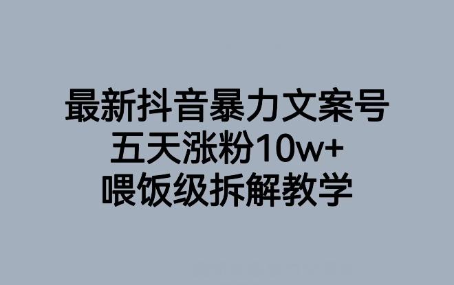 最新抖音暴力文案号，五天涨粉10w+，喂饭级拆解教学-精品虚拟资源库