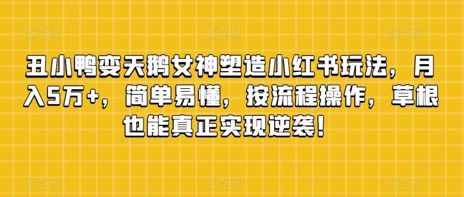 丑小鸭变天鹅女神塑造小红书玩法，月入5万+，简单易懂，按流程操作，草根也能真正实现逆袭！-精品虚拟资源库