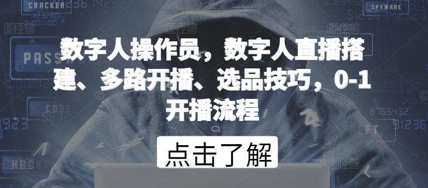 数字人操作员，数字人直播搭建、多路开播、选品技巧，0-1开播流程-精品虚拟资源库