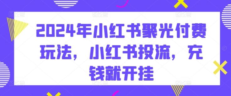 2024年小红书聚光付费玩法，小红书投流，充钱就开挂-精品虚拟资源库