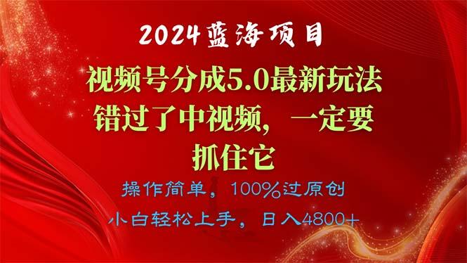2024蓝海项目，视频号分成计划5.0最新玩法，错过了中视频，一定要抓住…-精品虚拟资源库