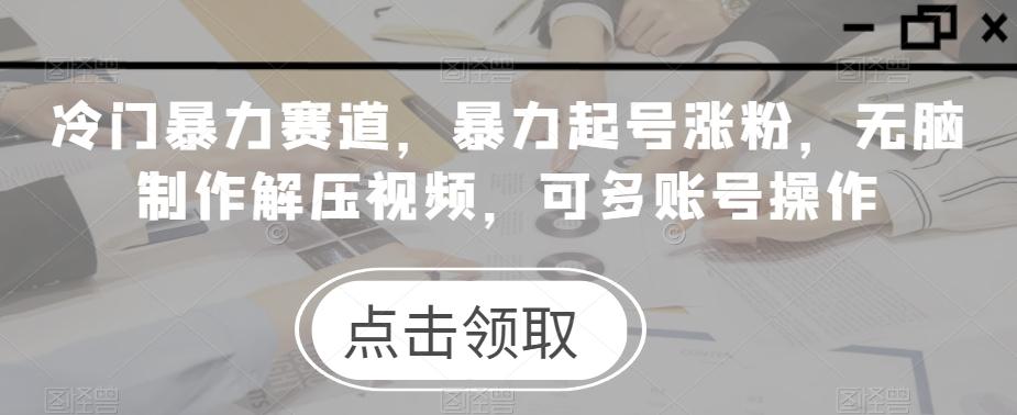 冷门暴力赛道，暴力起号涨粉，无脑制作解压视频，可多账号操作-精品虚拟资源库