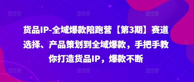货品IP全域爆款陪跑营【第3期】赛道选择、产品策划到全域爆款，手把手教你打造货品IP，爆款不断-精品虚拟资源库