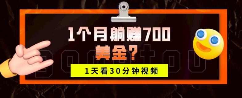 1天看30分钟视频，1个月躺赚700美金？-精品虚拟资源库