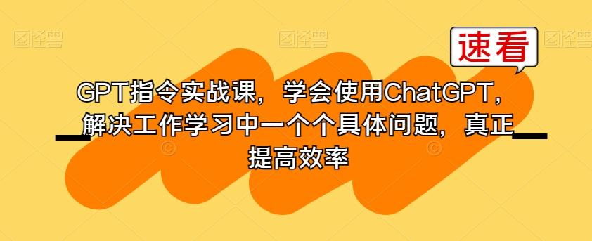 GPT指令实战课，学会使用ChatGPT，解决工作学习中一个个具体问题，真正提高效率-精品虚拟资源库