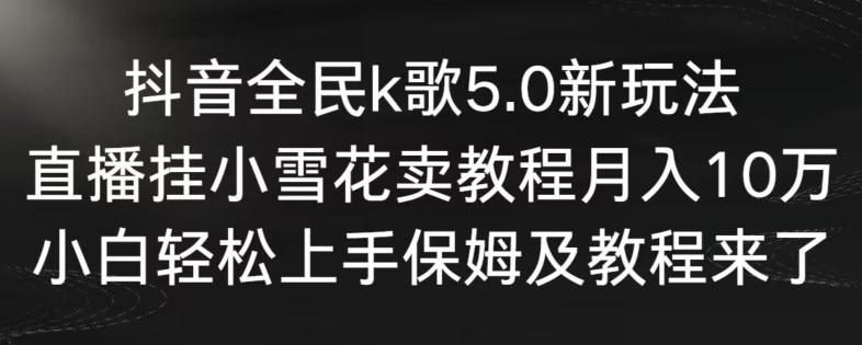 抖音全民k歌5.0新玩法，直播挂小雪花卖教程月入10万，小白轻松上手，保姆及教程来了【揭秘】-精品虚拟资源库