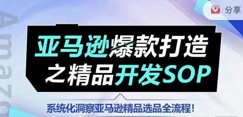 【训练营】亚马逊爆款打造之精品开发SOP，系统化洞察亚马逊精品选品全流程-精品虚拟资源库