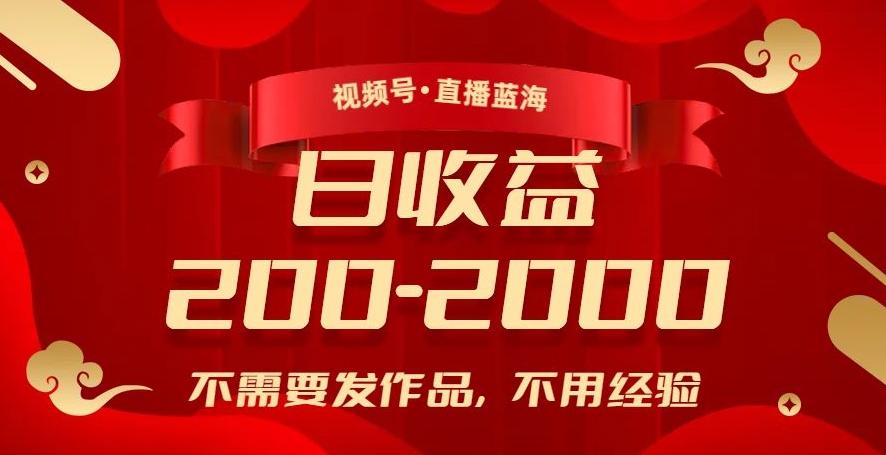 视频号直播蓝海，不需要发作品，不用经验，日入200-2000+【揭秘】-精品虚拟资源库