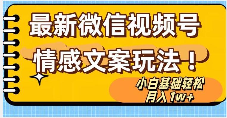 微信视频号情感文案最新玩法，小白轻松月入1万+无脑搬运【揭秘】-精品虚拟资源库