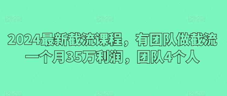 2024最新截流课程，有团队做截流一个月35万利润，团队4个人-精品虚拟资源库