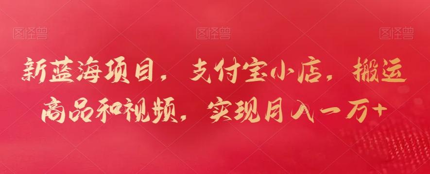 新蓝海项目，支付宝小店，搬运商品和视频，实现月入一万+【揭秘】-精品虚拟资源库