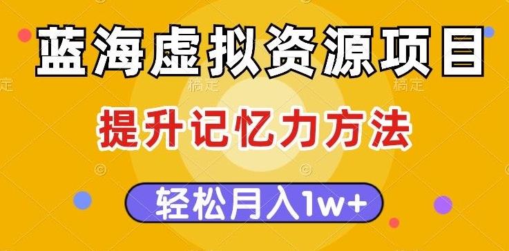 蓝海虚拟资源项目，提升记忆力方法，多种变现方式，轻松月入1w+【揭秘】-精品虚拟资源库