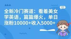 全新冷门赛道：看着美女学英语，篇篇爆火，单日涨粉10000+收入5000+-精品虚拟资源库