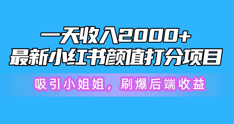 一天收入2000+，最新小红书颜值打分项目，吸引小姐姐，刷爆后端收益-精品虚拟资源库