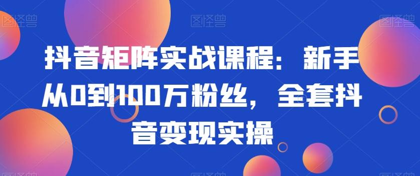 抖音矩阵实战课程：新手从0到100万粉丝，全套抖音变现实操-精品虚拟资源库