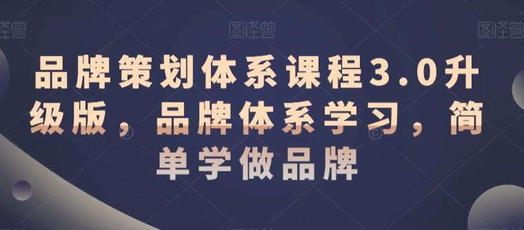 品牌策划体系课程3.0升级版，品牌体系学习，简单学做品牌-精品虚拟资源库