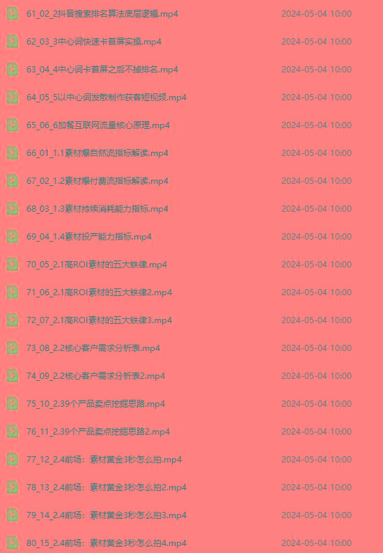图片[4]-2024单品正价起号，直播素材投流选品：选品课+投流课+素材课+卡首屏/100节-精品虚拟资源库