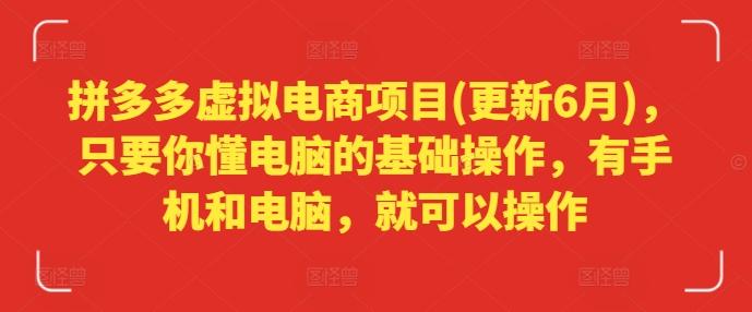 拼多多虚拟电商项目(更新6月)，只要你懂电脑的基础操作，有手机和电脑，就可以操作-精品虚拟资源库