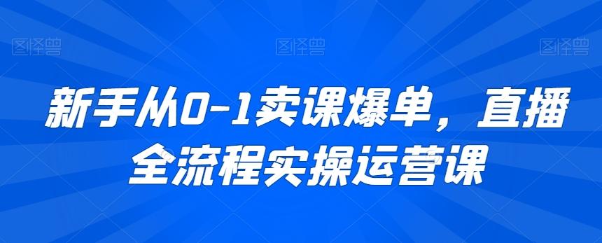 新手从0-1卖课爆单，直播全流程实操运营课-精品虚拟资源库