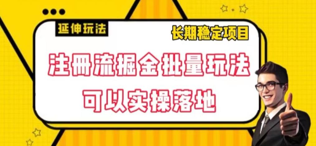 注册流掘金批量玩法，可以实操落地【揭秘】-精品虚拟资源库