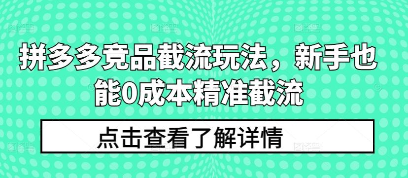 拼多多竞品截流玩法，新手也能0成本精准截流-精品虚拟资源库