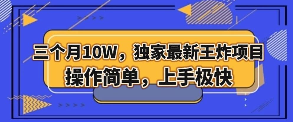 三个月10W，独家最新王炸项目！操作简单，上手极快【揭秘】-精品虚拟资源库