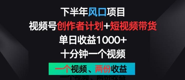 下半年风口项目，视频号创作者计划+视频带货，一个视频两份收益，十分钟一个视频【揭秘】-精品虚拟资源库