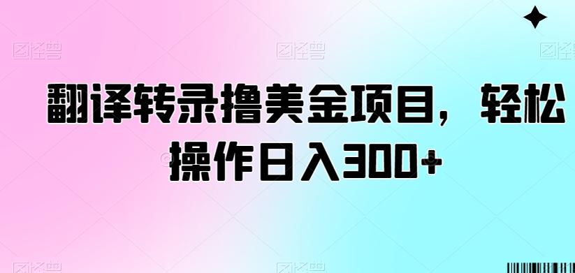 翻译转录撸美金项目，轻松操作日入300+【揭秘】-精品虚拟资源库