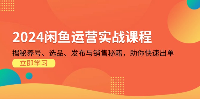 2024闲鱼运营实战课程：揭秘养号、选品、发布与销售秘籍，助你快速出单-精品虚拟资源库