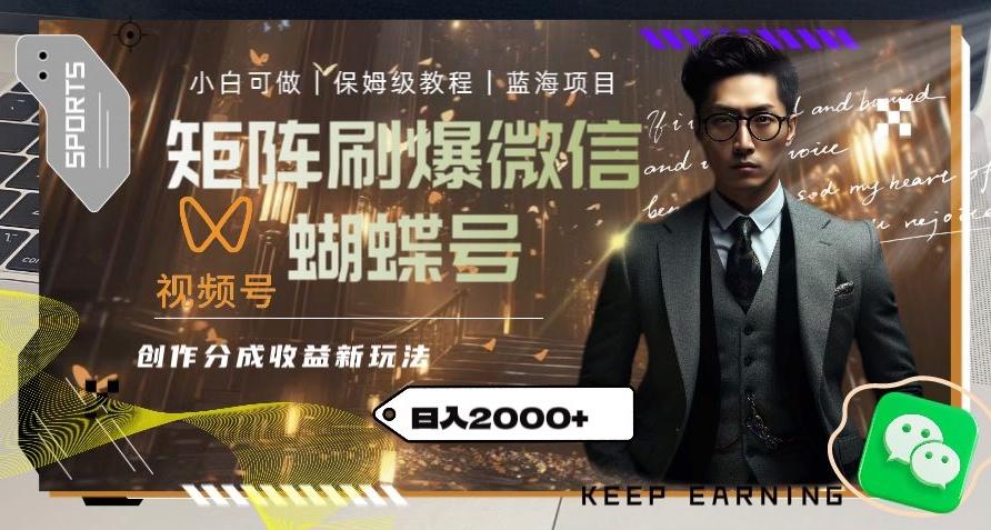 矩阵刷爆微信蝴蝶号创作者分成计划收益的新玩法，日入2000+【揭秘】-精品虚拟资源库