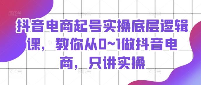 抖音电商起号实操底层逻辑课，教你从0~1做抖音电商，只讲实操-精品虚拟资源库