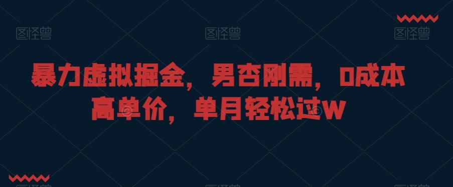 暴力虚拟掘金，男杏刚需，0成本高单价，单月轻松过W【揭秘】-精品虚拟资源库