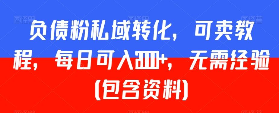 负债粉私域转化，可卖教程，每日可入2000+，无需经验（包含资料）【揭秘】-精品虚拟资源库