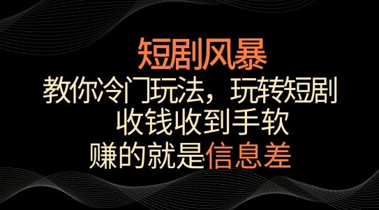 短剧风暴，教你冷门玩法，玩转短剧，收钱收到手软【揭秘】-精品虚拟资源库
