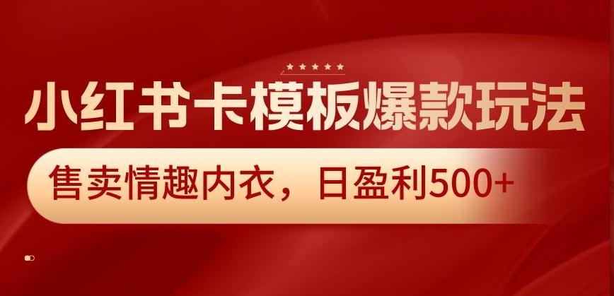 小红书卡模板爆款玩法，售卖情趣内衣，日盈利500+【揭秘】-精品虚拟资源库