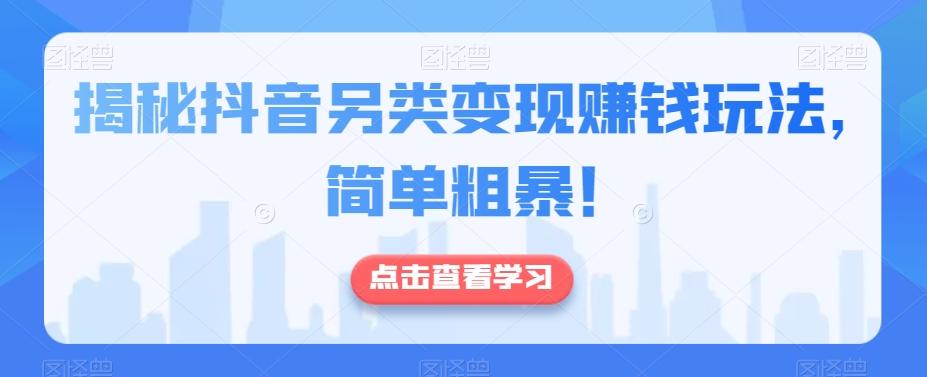 揭秘抖音另类变现赚钱玩法，简单粗暴！-精品虚拟资源库