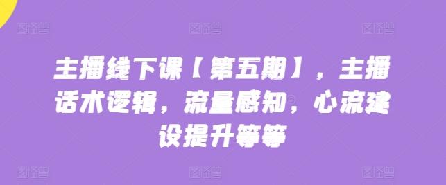 主播线下课【第五期】，主播话术逻辑，流量感知，心流建设提升等等-精品虚拟资源库