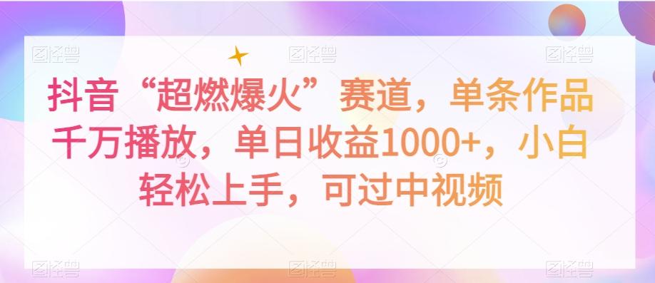抖音“超燃爆火”赛道，单条作品千万播放，单日收益1000+，小白轻松上手，可过中视频【揭秘】-精品虚拟资源库