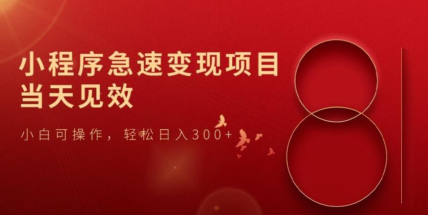 小程序急速变现项目，当天见效，小白可操作，轻松日入300+-精品虚拟资源库