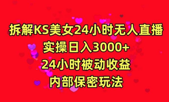 利用快手24小时无人美女直播，实操日入3000，24小时被动收益，内部保密玩法【揭秘】-精品虚拟资源库