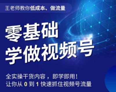 王老师教你低成本、做流量，零基础学做视频号，0-1快速抓住视频号流量-精品虚拟资源库