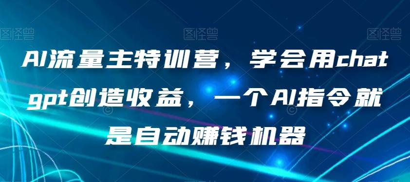 AI流量主特训营，学会用chatgpt创造收益，一个AI指令就是自动赚钱机器-精品虚拟资源库
