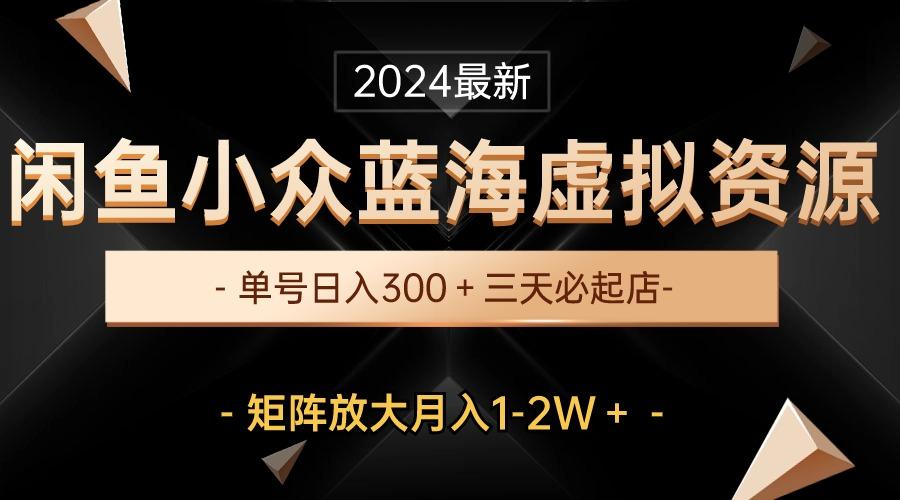 最新闲鱼小众蓝海虚拟资源，单号日入300＋，三天必起店，矩阵放大月入1-2W-精品虚拟资源库