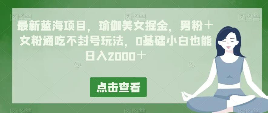 最新蓝海项目，瑜伽美女掘金，男粉＋女粉通吃不封号玩法，0基础小白也能日入2000＋-精品虚拟资源库